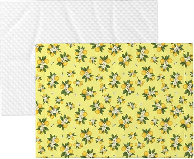 Pet Blanket for Indoor Outdoor Use, Buds Ripe Fruits Lemons Flowers White, Two Sided Reversible Plush Mat with Bumpy Dot Texture for Patios Crates Portable Bed Companion