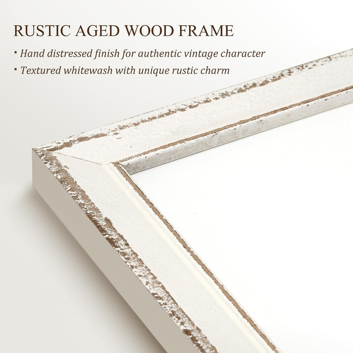 Magnetic White Board for Wall, 24" x 18", Rustic Whitewashed Wooden Frame