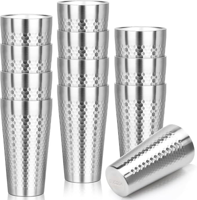 Metal Cup, 19 oz Insulated Tumbler, 12 Pack Double Wall Unbreakable Stackable