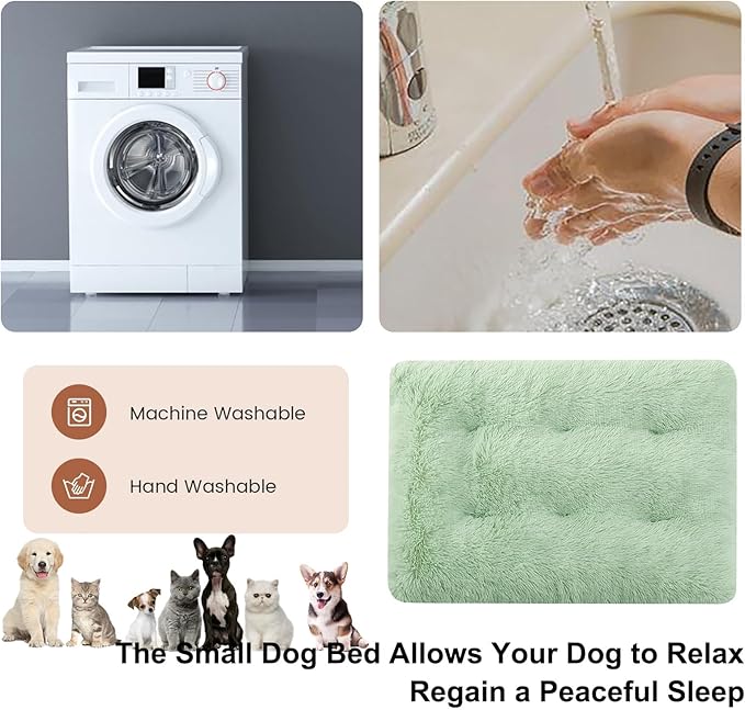 Dog Crate Mat, Dog Bed for Large Dogs, Comfy Fluffy Kennel Pad Anti-Slip for Dog beds & Furniture, Quilted Dog Bed for Pets for Medium/Small Dogs Cats (Color : Green 1, Size : 36x25)