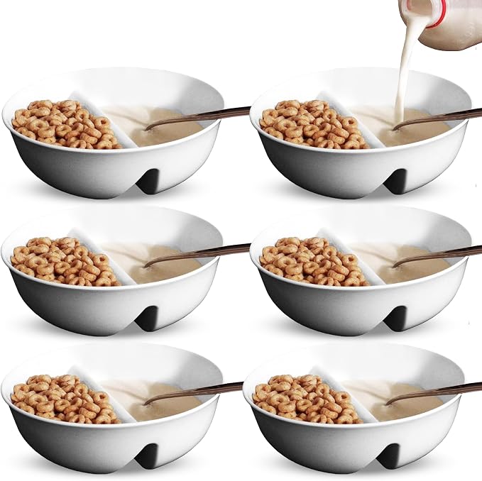 6 Pack - Just Crunch Anti-Soggy Cereal Bowl - Keeps Cereal Fresh & Crunchy |