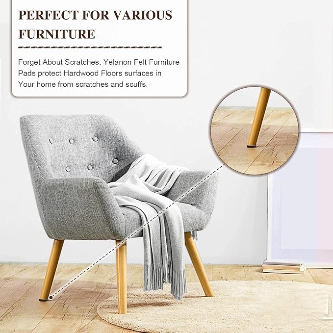 Yelanon Felt Furniture Pads -182 Pcs Premium Felt Pads