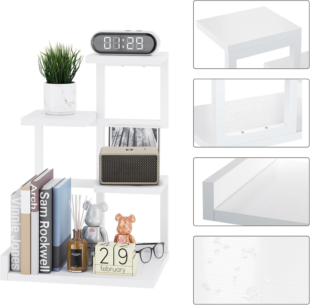 YMYNY 4 Tier Desktop Shelf Organizer 12.2x9.45x17.52 White HSR007W