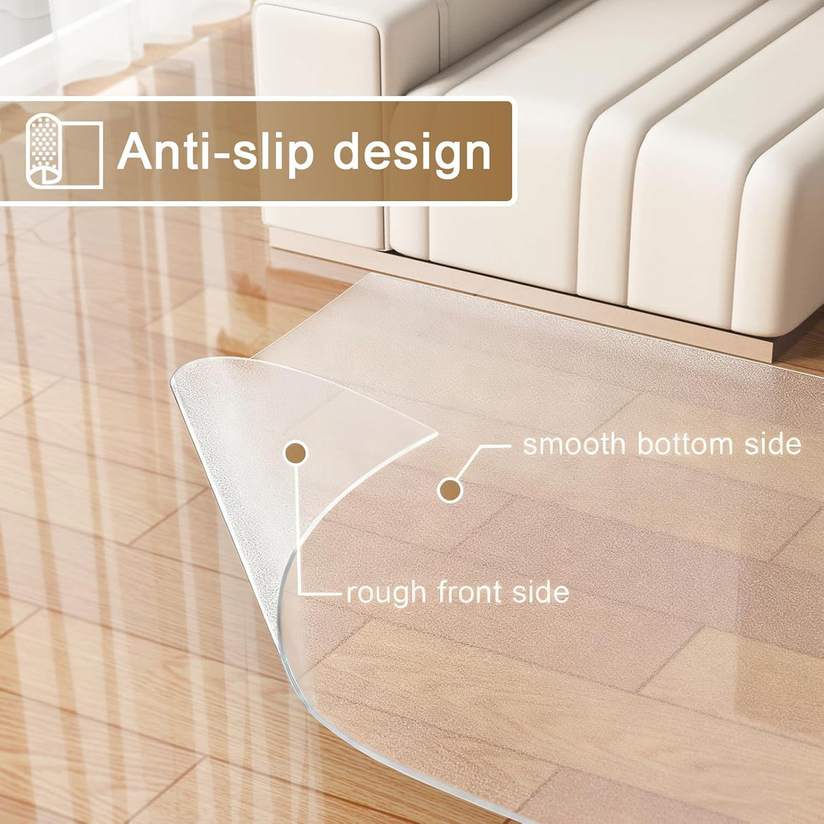 3' x 6' Clear Mat for Hardwood Floors, 36" x 72" Vinyl Frosted Transparent Protector, Small Clear Entryway Runner for Kitchen Living Room Office