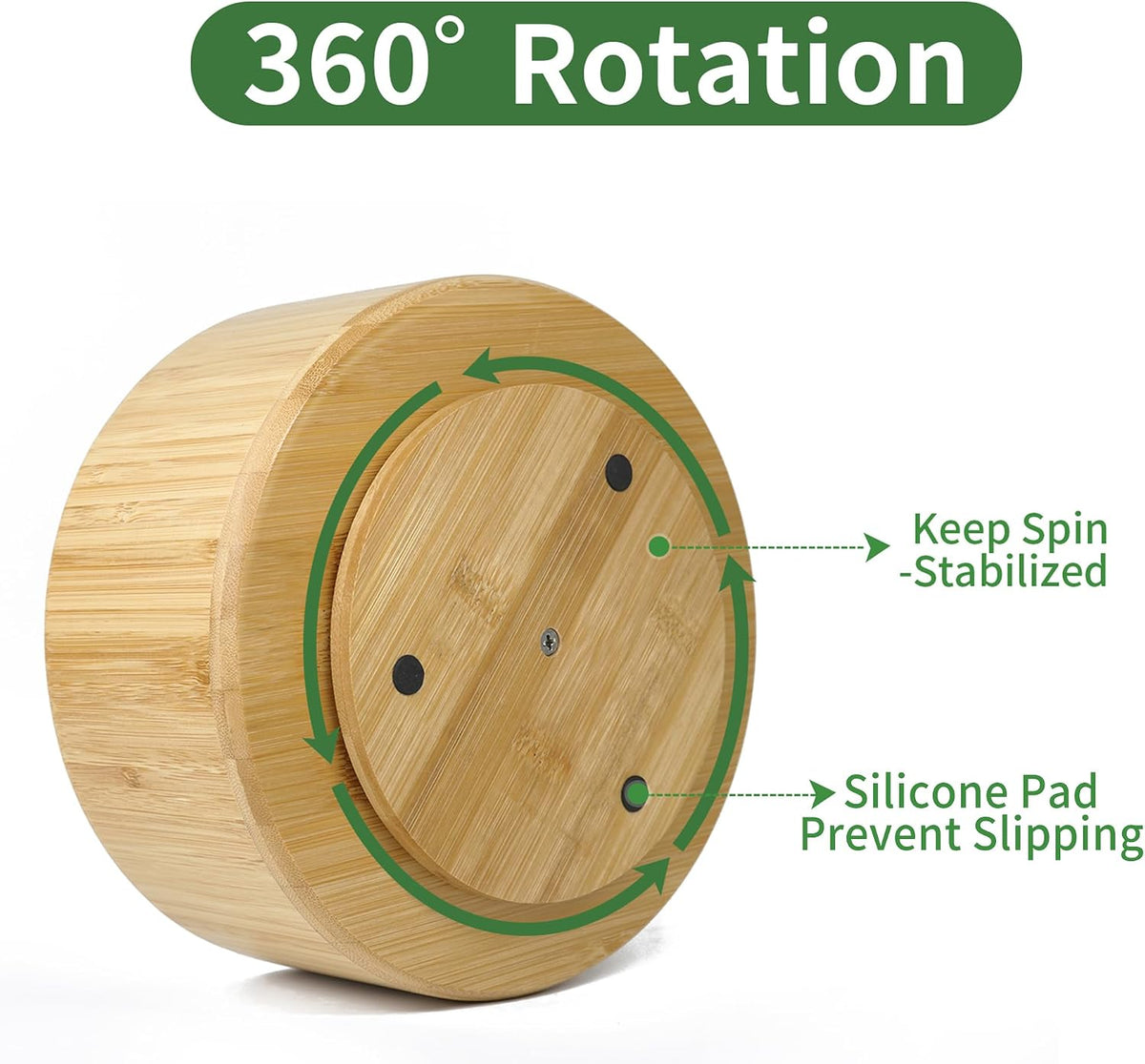 VaeFae 360 Rotating Bamboo Pen Holder for Desk, Art Supply Storage, Medium