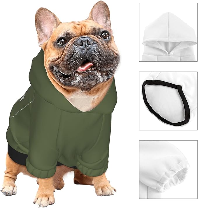 Personalized Dog Hoodie, Custom Dog Costumes for Small Dogs, Holiday Happy Dog Clothes Football Pet Shirt Sweater with Name Number for Girl/Boy Cats/Kitten, SageGreen, M