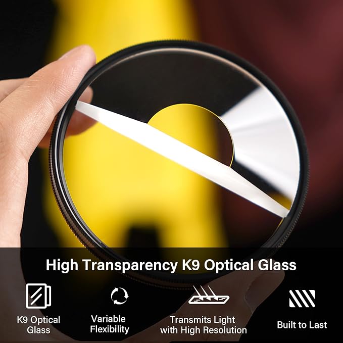 Walking Way 82mm Split Halo FX Prism Lens Filter, Rotating Half-Frame Blur &