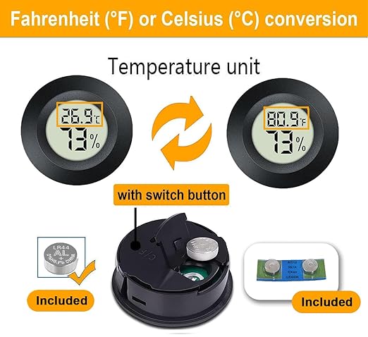 3 Pack Mini Hygrometer Thermometer Digital Humidity Meter Indoor/Outdoor Humidity Monitor Reptile Thermometer for Humidors Garden Cellar Greenhouse ℉/ ℃ (3)