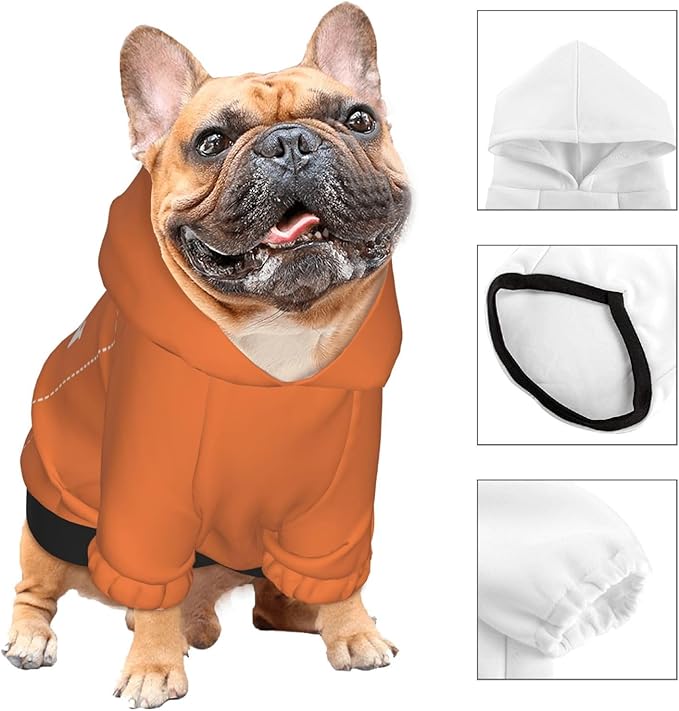 Dog Clothes, Custom Dog Hooded Sweatshirt, Personalized Pet Costume Robe Shirt with Text/Image/Club Name/Pet Shop Logo for Small Medium Large Dogs and Cats, Orange, XS