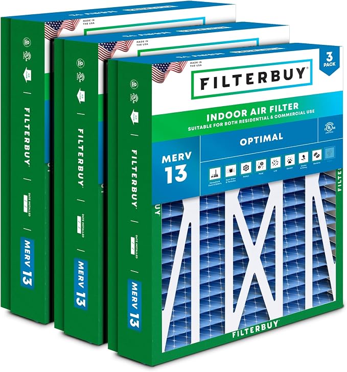 Filterbuy 21x23.5x5 Air Filter MERV 13 Optimal Smoke & Allergy Defense