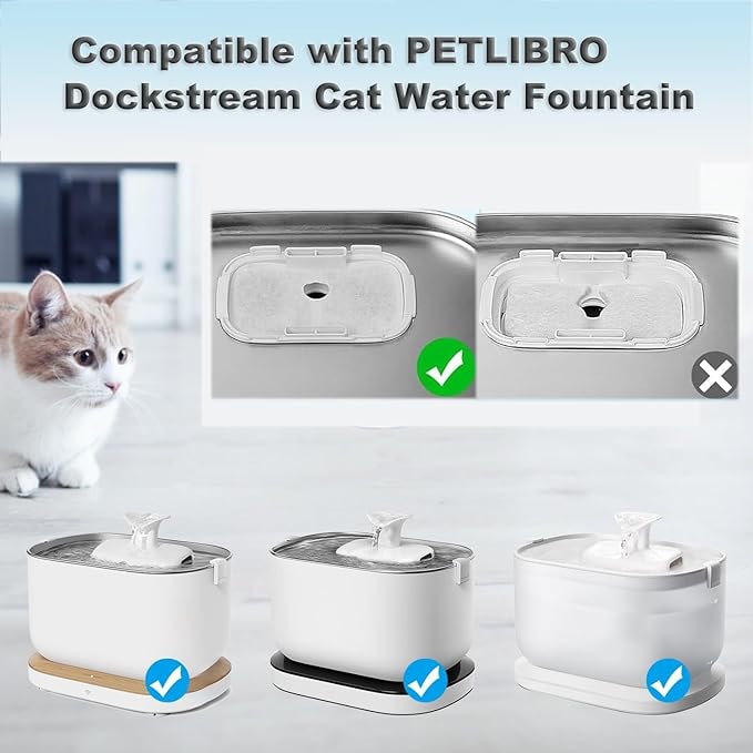 20 Pack Cat Water Fountain Replacement Filter for Petlibro Dockstream Cat Water Fountain PLWF005/PLWF115/PLWF105, Pet Fountain Replacement Filters with Pre-Filter Pump Sponges(20+20)