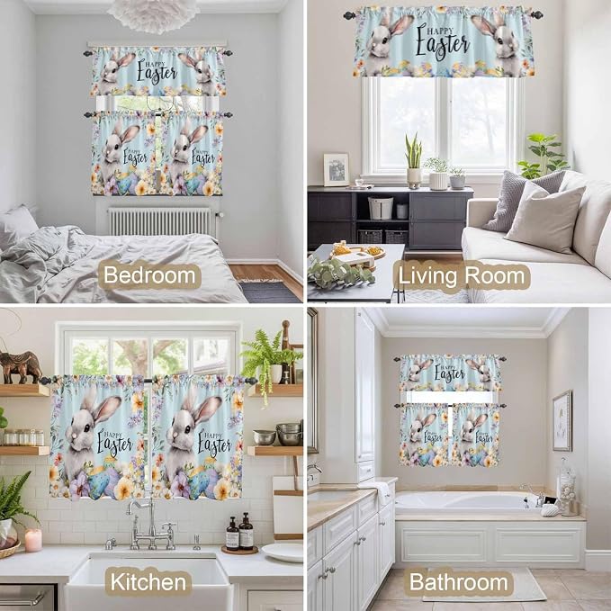 Happy Easter Kitchen Curtains Set 3 Piece