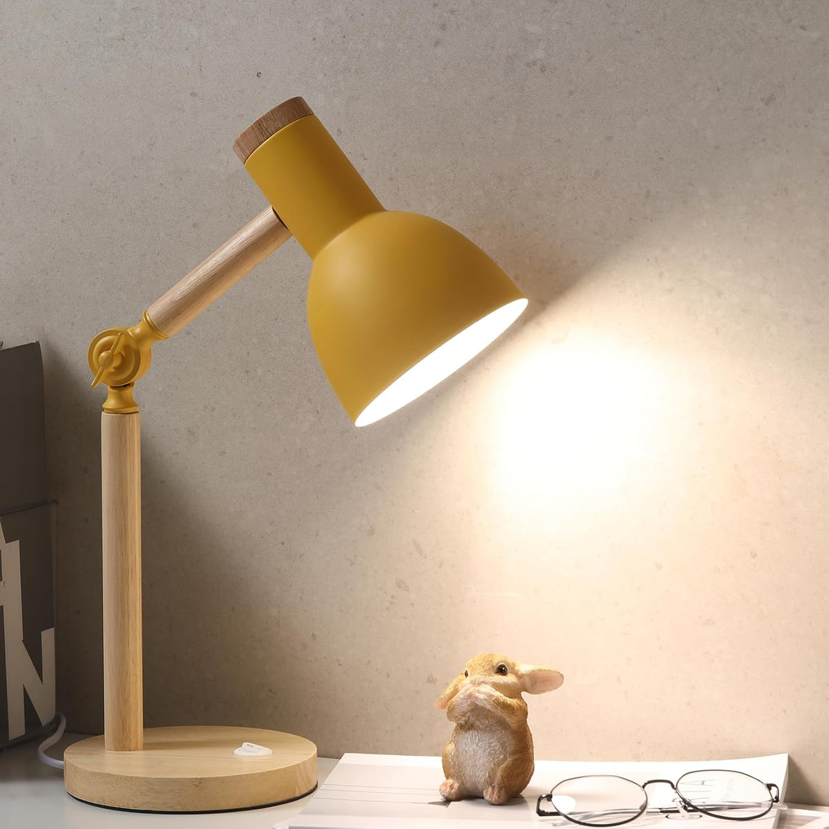 Adjustable Wooden Arm Desk Lamp, Table Lamp for Reading office Bedroom