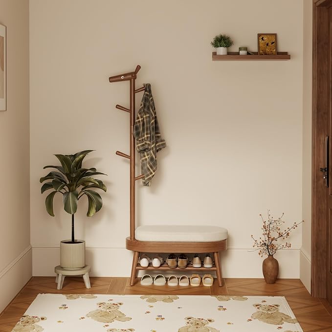 AQIMUELE Shoe Bench Entryway, Coat Rack