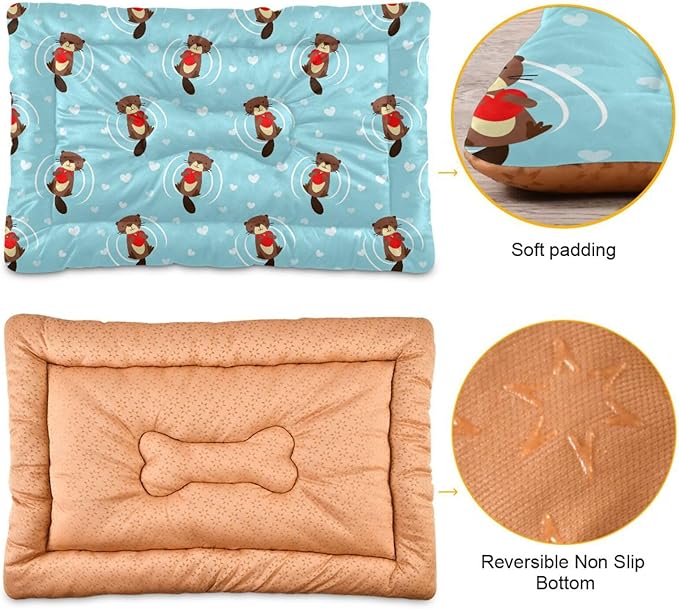 Cute Beaver Pet Bed Cute Dog Bed Mat Absorbing Non Slip Pad Pet Sleeping Mat for Small, Medium, and Large Dogs Puppy Cat 24 in x 18 in