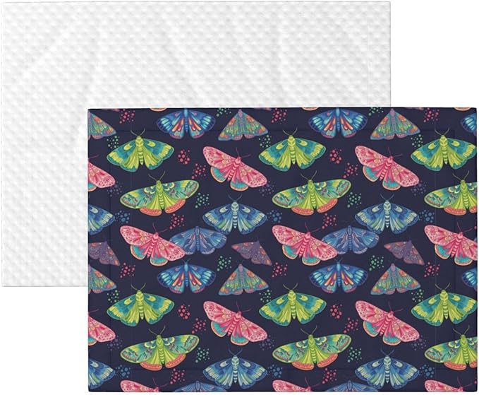 Double Sided Pet Bed Blanket for Added Cushion Warmth, Colorful Butterflies, Reversible Cover with Textured Dot Surface for Existing Beds Standalone Mat