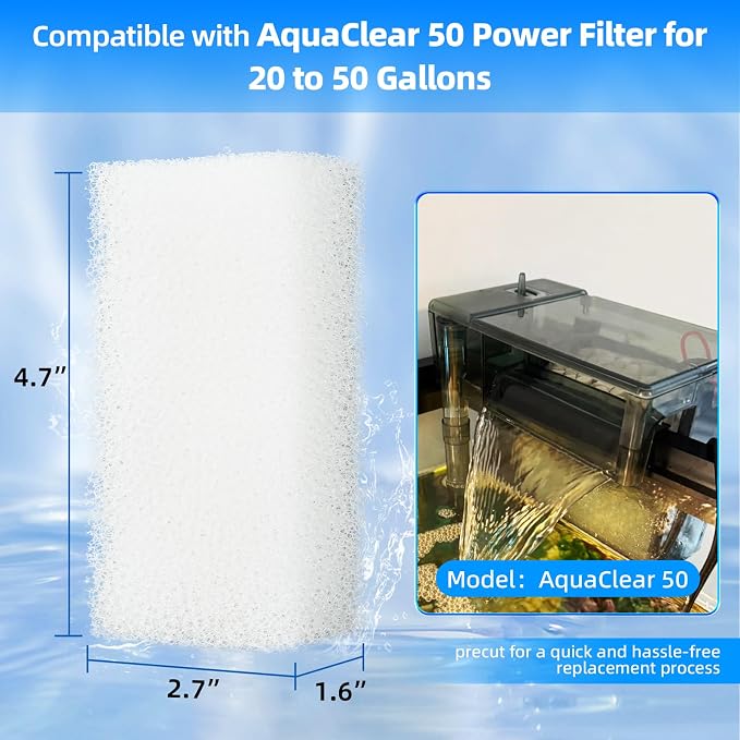 AQUANEAT 6-Pack Replacement Filter Sponge Pads, Aquarium Foam Insert Compatible