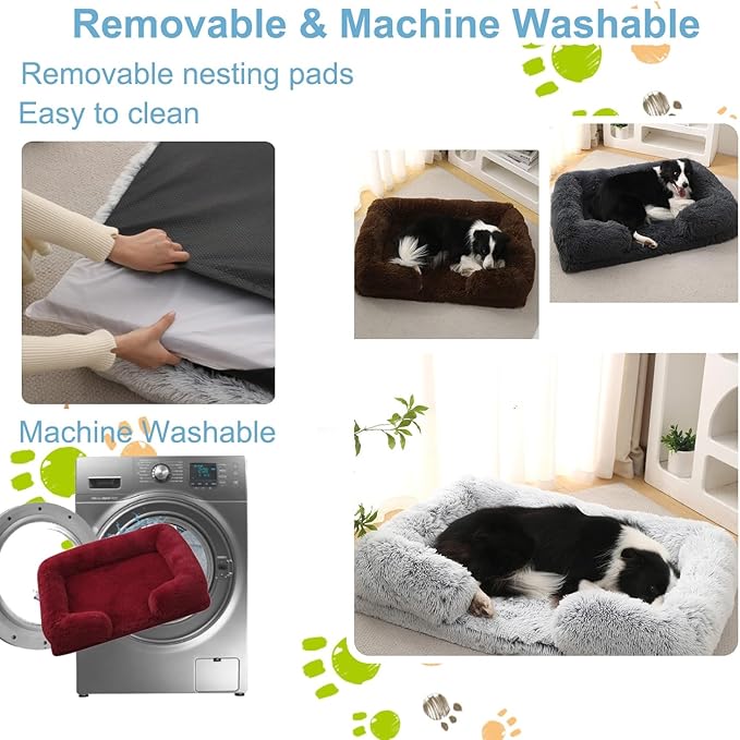 Dog Beds Large Sized Dog Orthopedic, Sofa Dog Bed with Waterproof Lining and Nonskid Bottom, Rectangle Washable Dog Bed for Medium Small Dogs and Cats Comfortable (Color : Red, Size : 17 x 15)