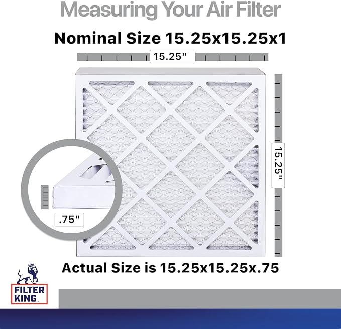 Filter King 15.25x15.25x1 Air Filter | 4-PACK | Carbon MERV 8 HVAC Pleated A/C