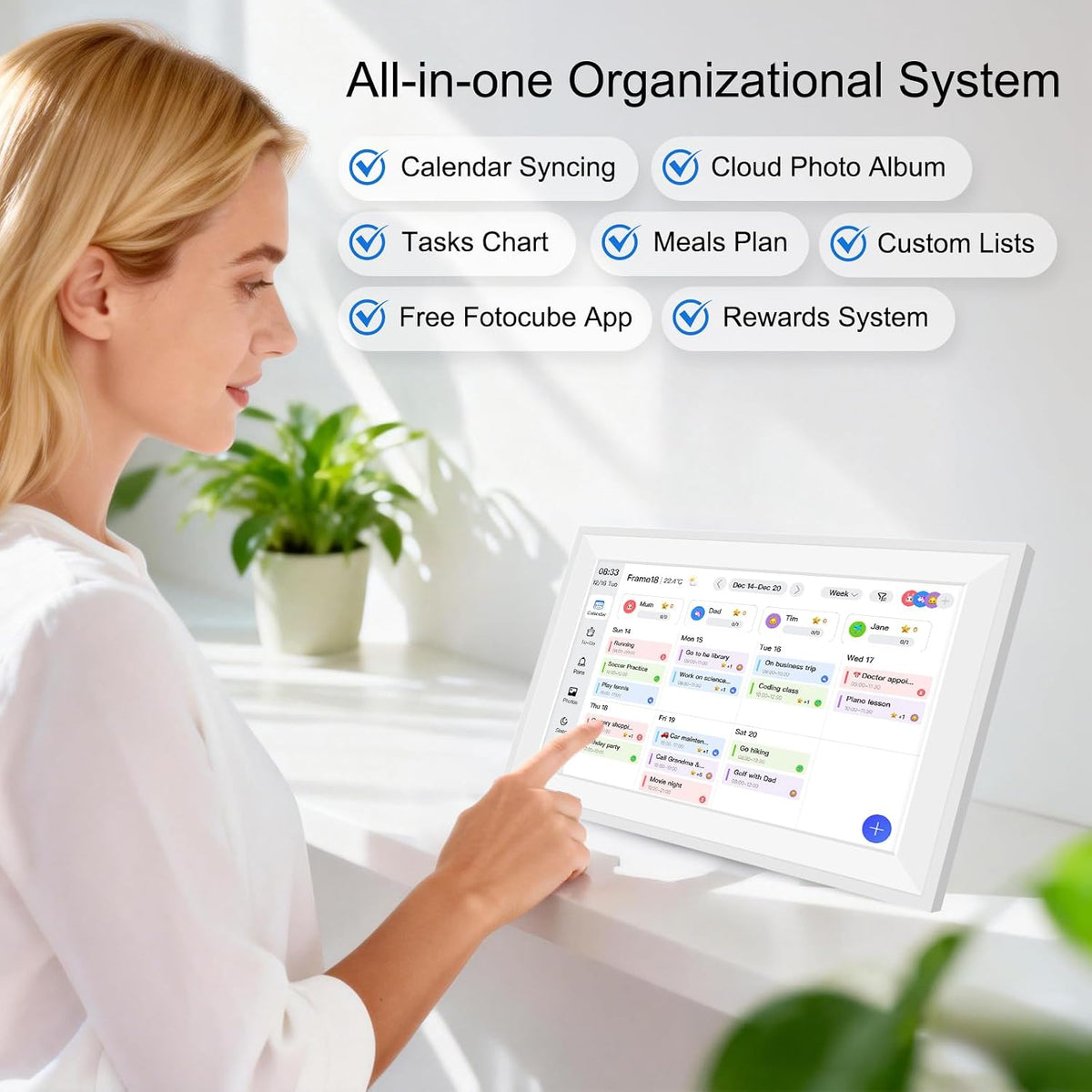 Fotocube 10.1" Digital Calendar Wall Planner Chore Charts and To Do List