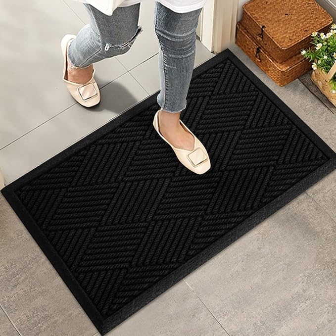 HIYARD Durable Front Door Mat, Absorbent Muddy Dirt Resist Welcome Door Mats