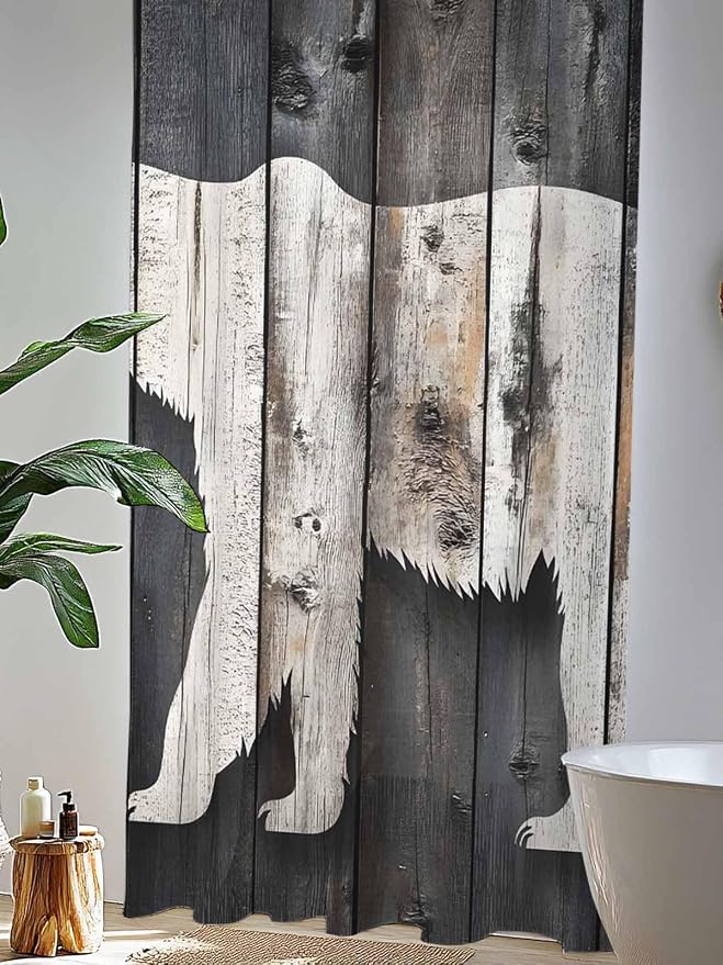 Sheer Curtains 108 Inches Long, Farmhouse Country Vintage Wood Grain Privacy