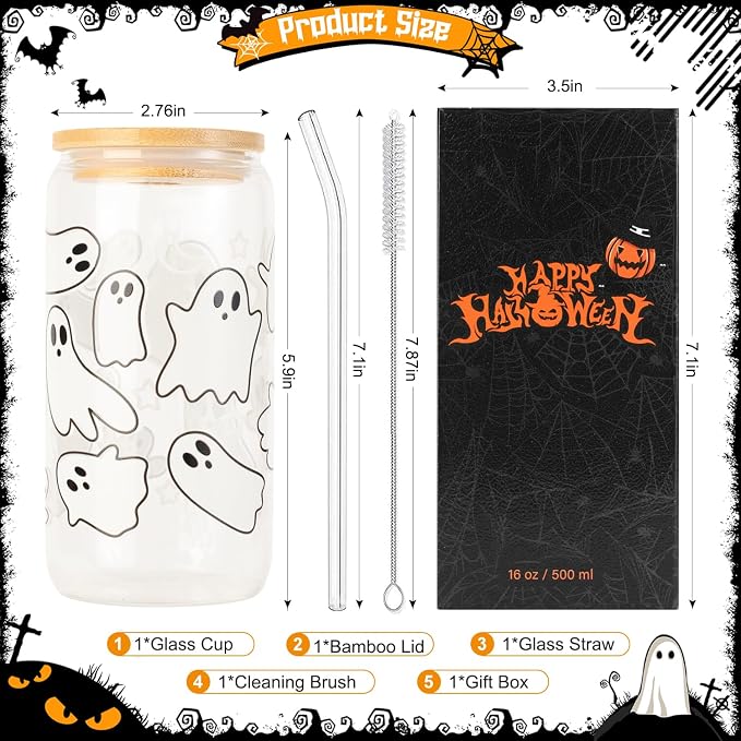 Halloween Ghost Fall Glass Cup