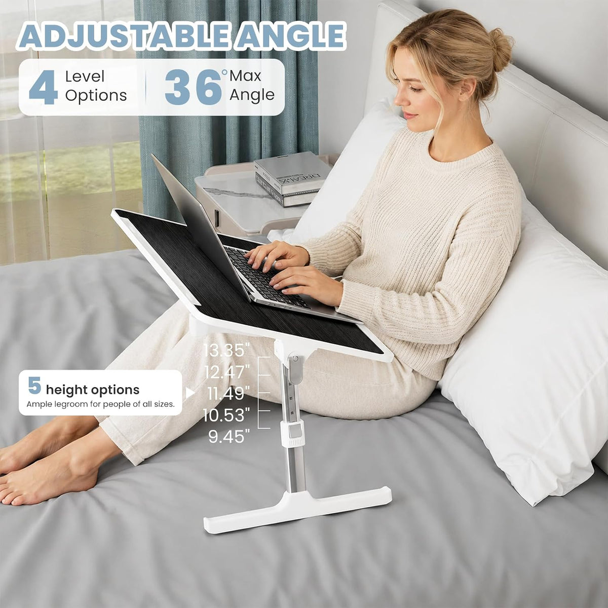 Adjustable Lap Desk, Foldable Laptop Desk for Bed, X-Large Lap Table
