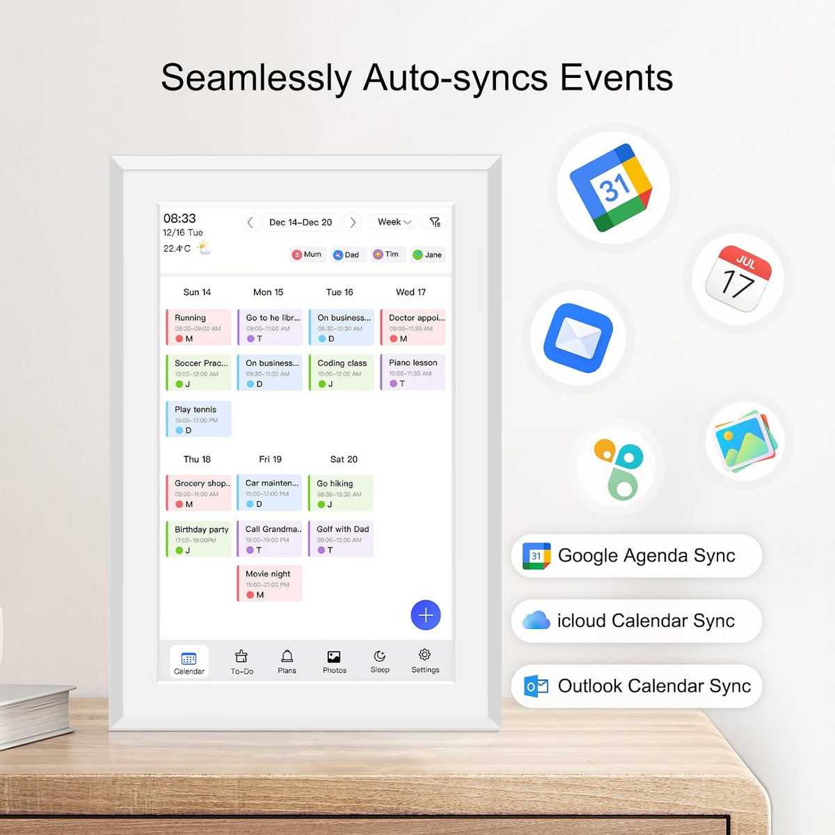 Fotocube 10.1" Digital Calendar Wall Planner Chore Charts and To Do List