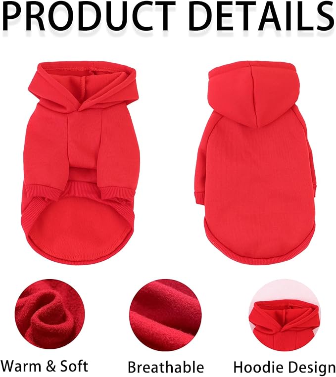 Custom Dog Hoodie, Personalized Sweatshirt with Photo Text Name Logo, Customized Hooded Sweater for Small Medium Large Dogs & Cats (Red, Medium)