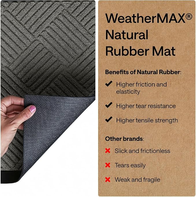 GORILLA GRIP 100% Waterproof All-Season WeatherMAX Doormat 35x23, US Designed
