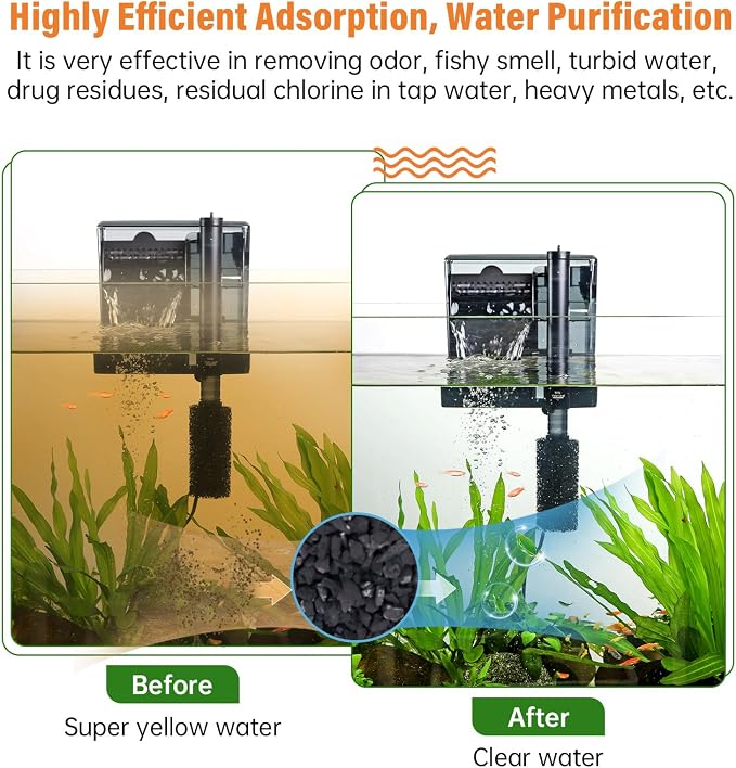hygger Aquarium Activated Carbon, Premium Natural Coconut Shell Activated