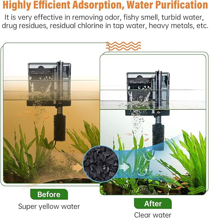 hygger Aquarium Activated Carbon, Premium Natural Coconut Shell Activated