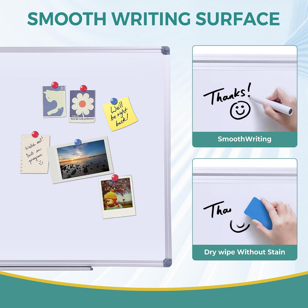 2 Pack 48 x 36 Large Magnetic Dry Erase Board with Removable Marker Tray