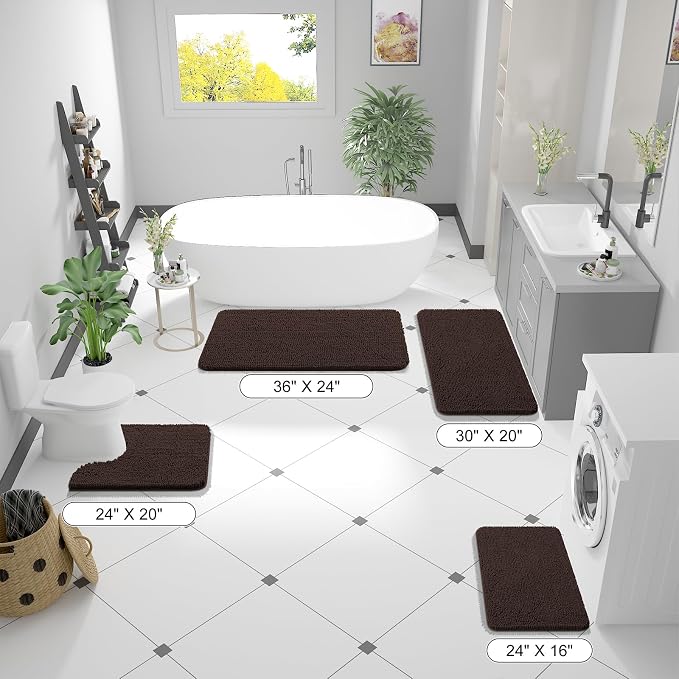 OLANLY Large Bathroom Rugs 40x32, Extra Soft Absorbent Chenille Bath Rugs