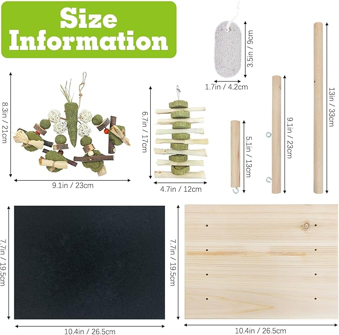 kathson Rabbit Toys for Bunnies Boredom, Rabbit Chew Toys for Teeth Grinding Wooden Bunny Scratching Board Small Animals Play Toy for Chinchilla Guinea Pigs Hamsters Other Rodent Pets