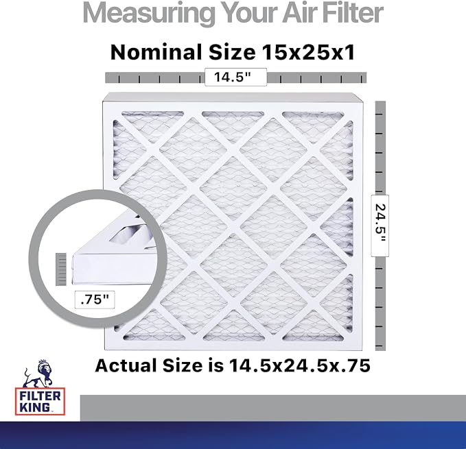 Filter King 15x25x1 Air Filter | 4-PACK | Carbon MERV 8 HVAC Pleated A/C