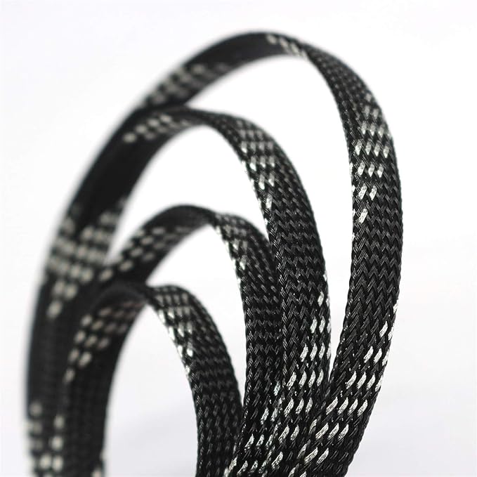 30ft PET Expandable Sleeving Wire Cable Sleeve (3/5", Silver&Black)
