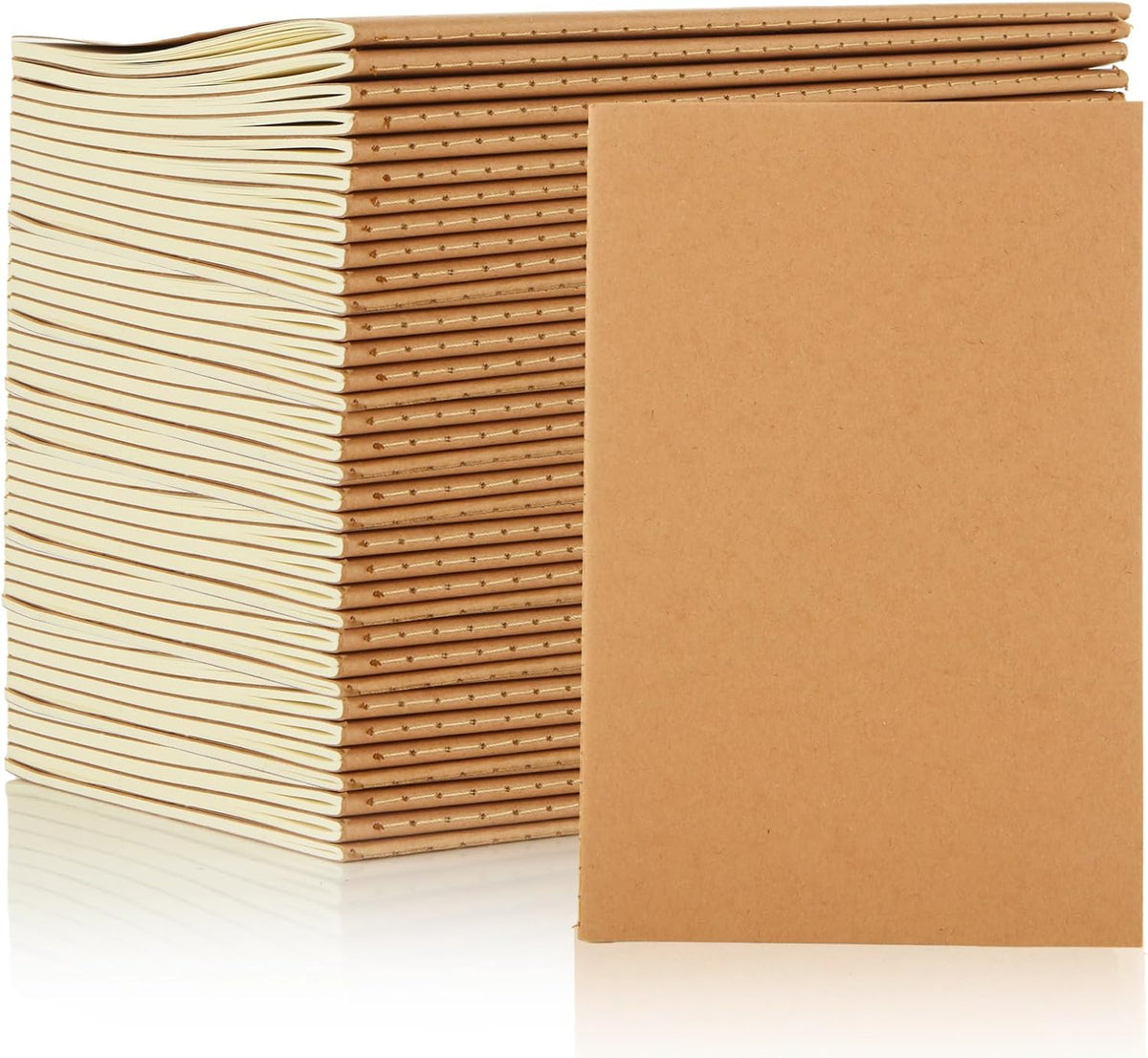 MIVIDE 50 Pack A5 Kraft Notebooks Bulk, 8.3” x 5.5” Lined Paper Journal Notebooks, 30 Sheets 60 Pages, Lined Travel Notebooks for Writing, Making Plans, School Office Supplies