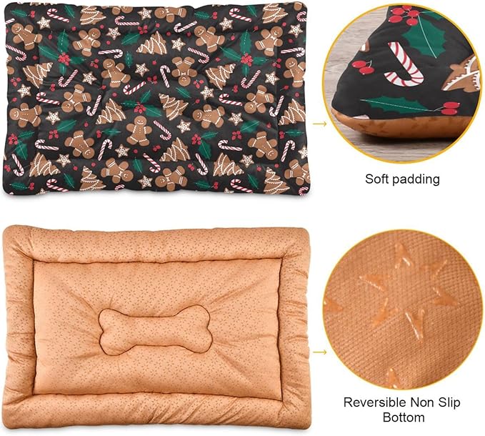 Pet Bed Cookie Gingerbread Man Dog Bed Mat Absorbing Non Slip Pad Pet Sleeping Mat for Small, Medium, and Large Dogs Puppy Cat 36 in x 24 in