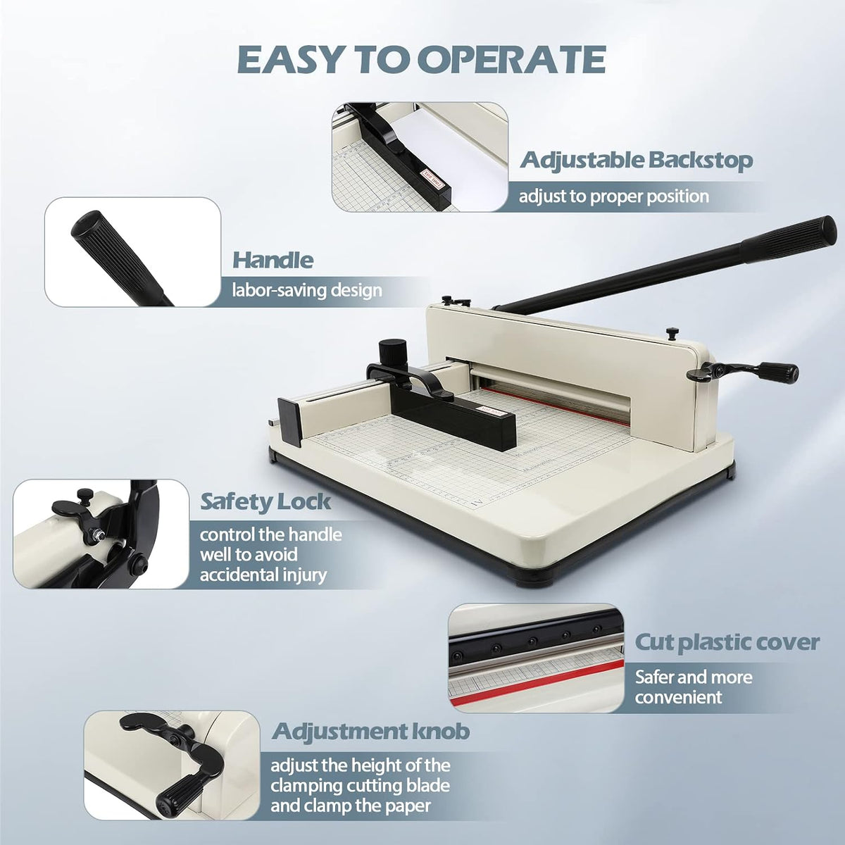 12 Inch Heavy Duty Guillotine Paper Cutter,Cortadora de Papel 400 Sheets Paper Trimmer with Double Safety Protection Durable HSS Blade for Cutting Paper (One Replacement Blade for Free)