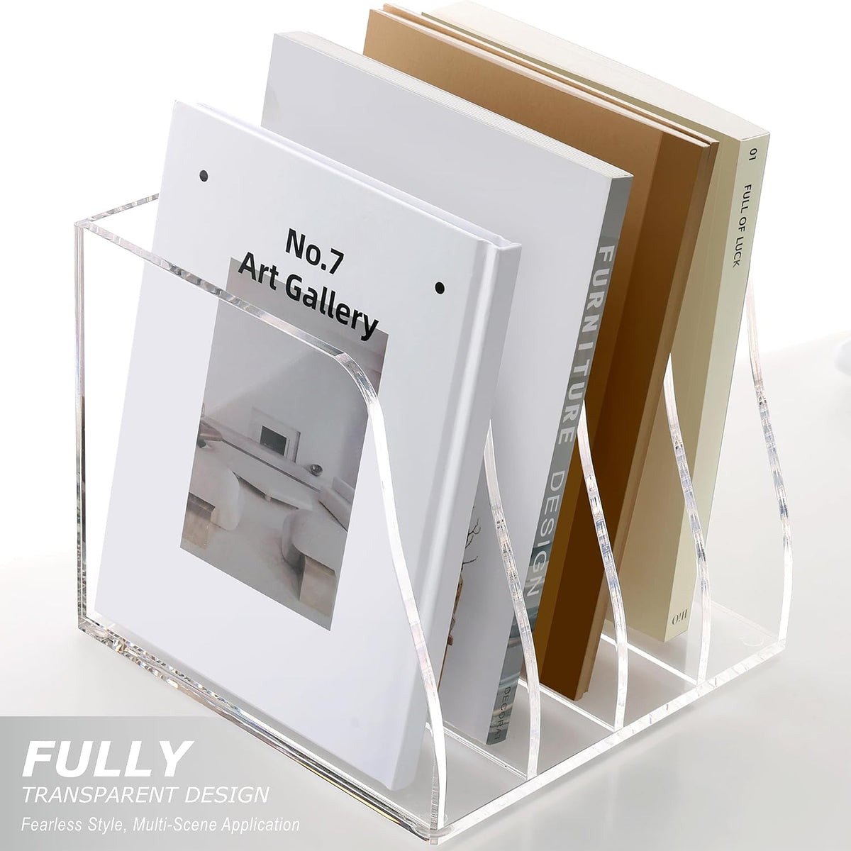 SANRUI Acrylic Desk Magazine Holder File Organizer Sorter,4 Slot Clear