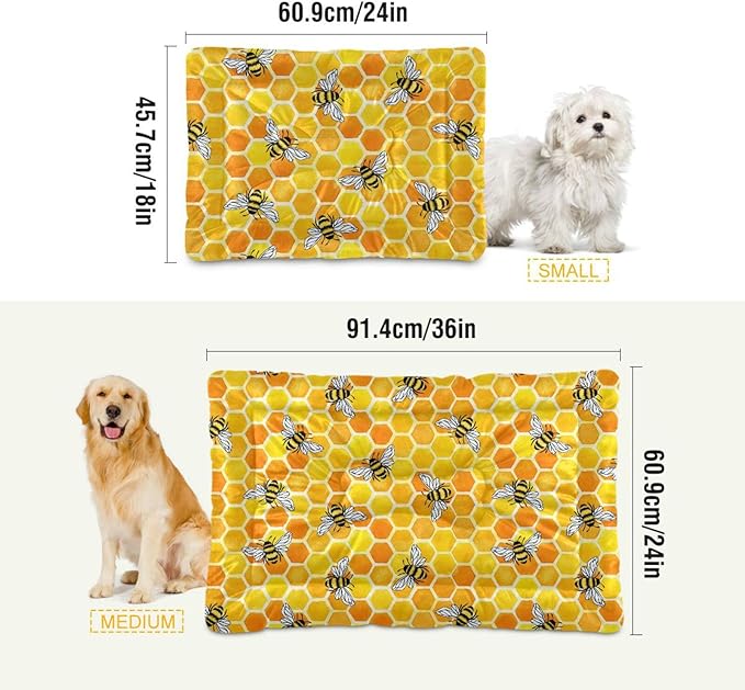 Honeycomb Bees Pet Bed Cute Dog Bed Mat Absorbing Non Slip Pad Pet Sleeping Mat for Small, Medium, and Large Dogs Puppy Cat 24 in x 18 in
