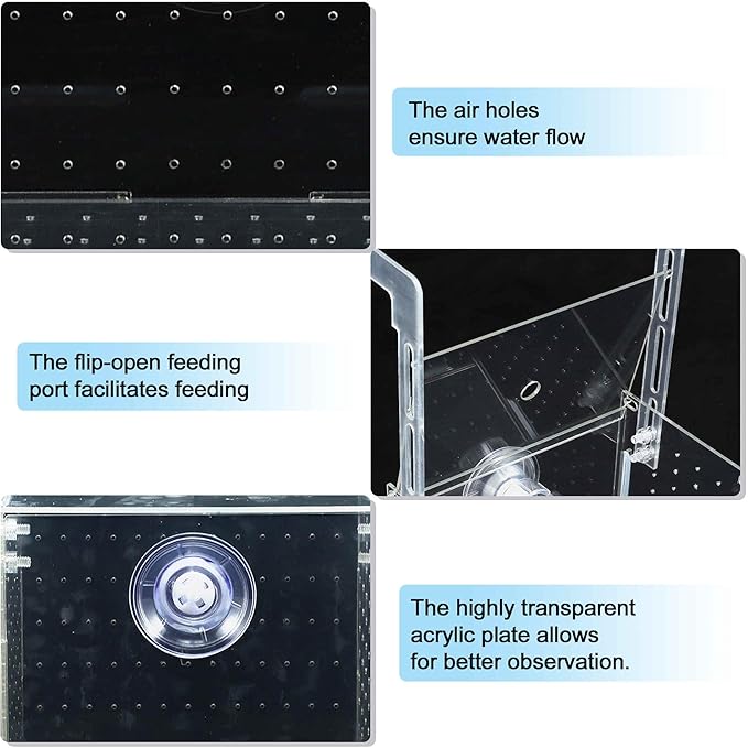 Fish Breeder Box for Fish Tank, Acrylic Fish Tank Divider, Easy to Install, 5.91"x5.91"x5.91", Clear, 1 Set
