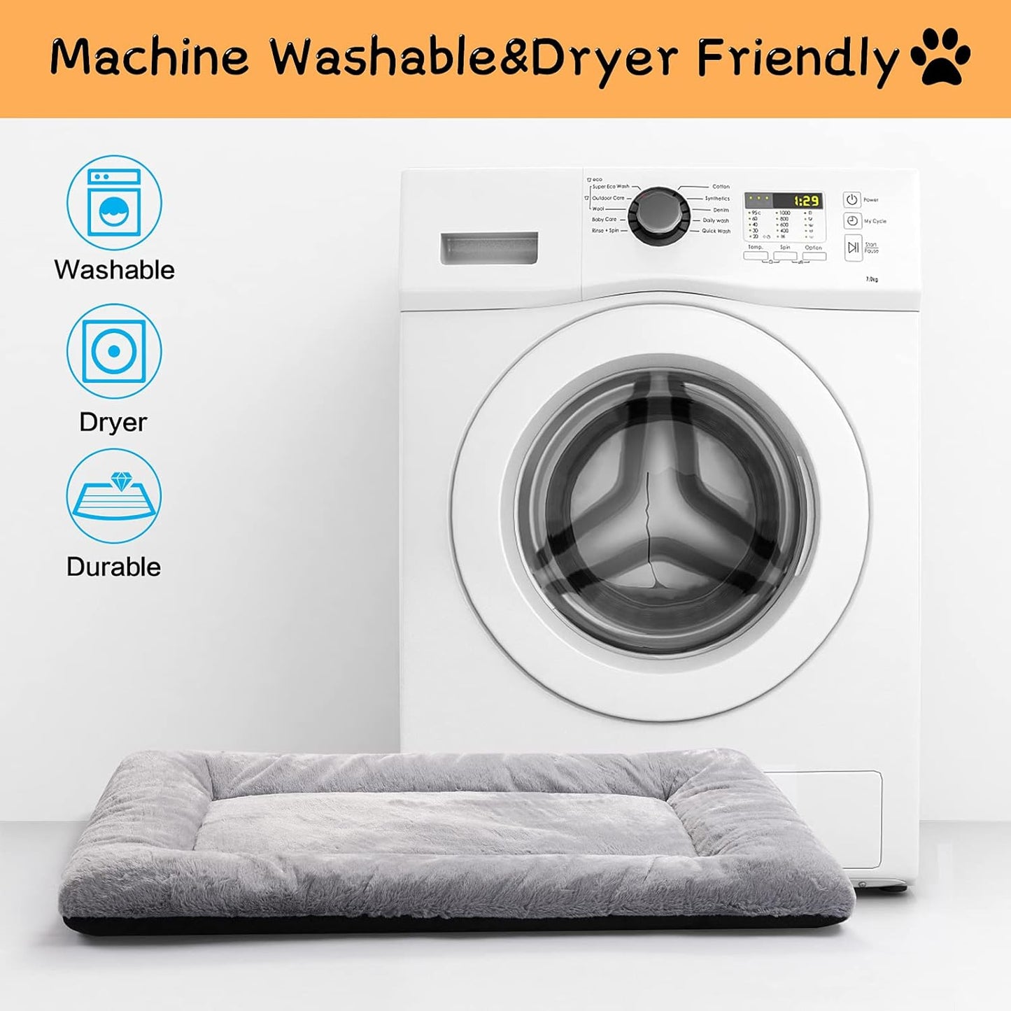 VERZEY Crate Pad for Large Dogs Fit Metal,Ultra Soft Bed Washable & Anti-Slip Kennel Pad for Dogs Cozy Sleeping Mat,Gray 42inch