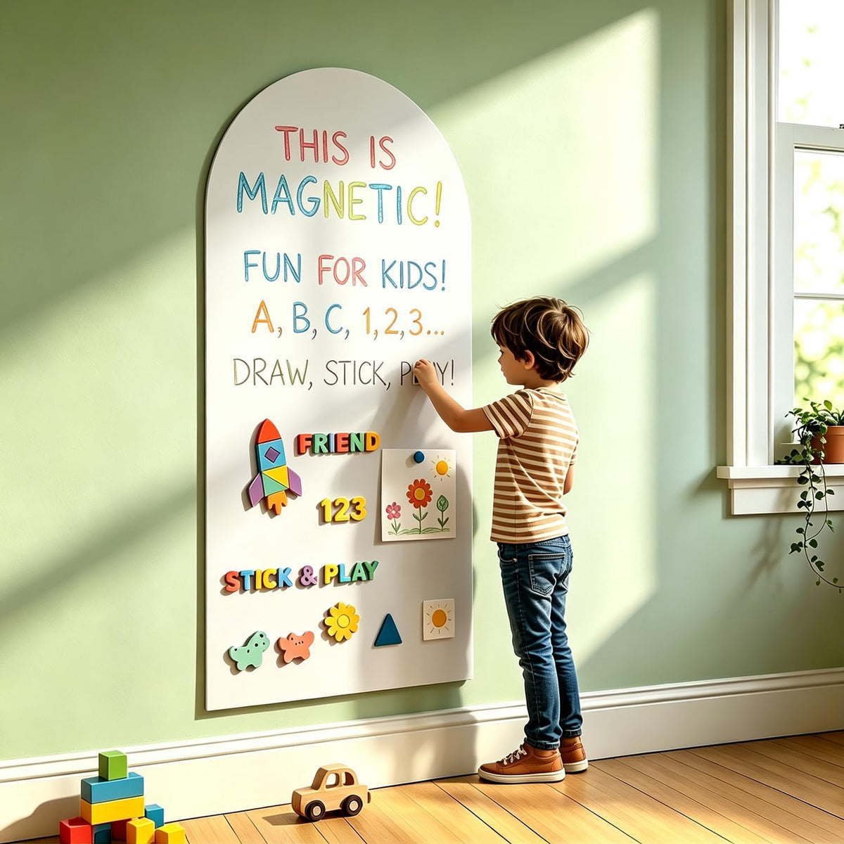 Magnetic Whiteboard Wall Arch Decal 39.3"x17.5" Adhesive Magnetic Dry Erase White Board Sticker with 36 Magnet Letter Removable Contact Paper Peel and Stick Whiteboard Wallpaper Roll