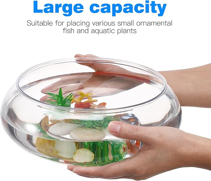 Large Clear Plastic Fish Bowl Round Terrarium Vase Goldfish Bowl Hydroponic Vase Water Lily Succulent Planter for Wedding Party Home Decor