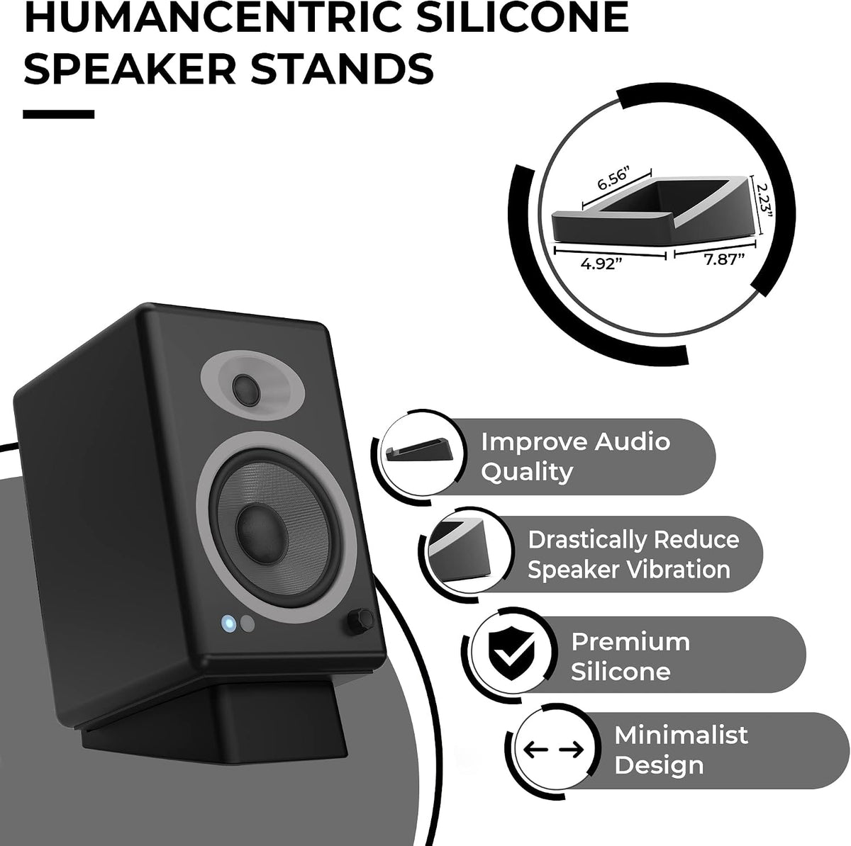 HumanCentric Desktop Speaker Stands Wedge for Medium Speakers, Angled