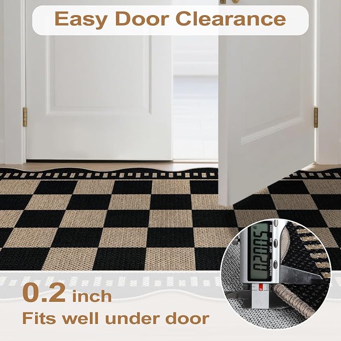 Checkered 2x6 Kitchen Runner Rug, Washable Rugs