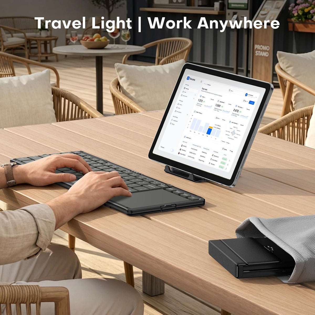 OMOTON Bluetooth Foldable Keyboard with Trackpad for iPadOS/Windows/Android
